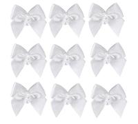 Yurosiay 50 unidades de mini lazos de satén de 2,5 cm, hechos a mano, pequeños lazos de raso con perlas, decoración de manualidades, pequeños regalos, lazos de boda, lazos blancos