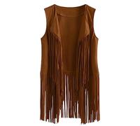 Yurosiay Chaleco de Ante Sintético Para Mujer Con Flecos Estilo étnico Cárdigan con Flecos Chaleco con Flecos Chaleco Sin Mangas Vintage Chaleco Sin Mangas Con Flecos Cárdigan con Flecos Caqui 3XL