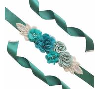 Yurosiay Cinturón de novia con flores para mujer, cinturón de satén con purpurina, cristal, diamantes de imitación, vestido de boda, cinturón de joyas, cinturón de flores, para vestido de fiesta,