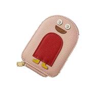 Yurosiay Damen Kreditkartenetui PU Leder Klein Kartenetui Niedlich Cartoon Pengui Geldbeutel Mini Portemonnaie Leder Kurz Brieftasche Große Kapazität Reißverschluss Geldbörse 12.4×8.2×3cm Schwarz,