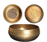 Yurosiay Juego de cuencos tibetanos tallados en mantra con mazo de bronce antiguo martillado a mano en Nepal regalos espirituales para meditación, atención plena, yoga, curación espiritual y alivio