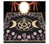 Yurosiay Mantel de cartas del tarot, 49 × 49 cm, tela de astrología vintage, estilo nórdico, luna, flores, mantel estampado, mantel de tarot, mantel cuadrado de tarot, mantel de juego de altar, mantel