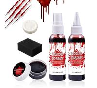 Yurosuis Kit de Maquillaje de Sangre Falsa para Halloween | Set De Sangre Falsa De Vampiro Y Zombi Con Jabón Limpiador - Accesorios Lavables Para Zombie Vampiro Disfraz Cosplay Fiesta