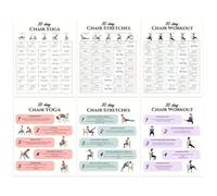 Yurosuis Sillas de yoga para adultos - Póster de fitness de 30 días, 6 piezas, póster de yoga en silla, para viajes, mañana, trabajo, familia, amigos, deportes, atletas, gimnasio, principiantes