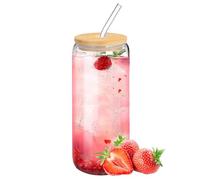 Yurosuis Vaso de Vidrio con Pajita - 473 ml Reutilizable Resistente al Calor,Vaso Con Pajita De Vidrio Para Café Y Bebidas Frías,Perfecto Para Cerveza Café Whisky Refrescos