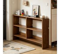 yurstcggh Mesa de Consola Estrecha para Detrás del Sofa,Mueble detras Sofa,Mesa Consola Moderna De Madera Maciza con Almacenamiento,Decoraciones estrechas,para Sala de Estar 120×15×86cm Color Nogal
