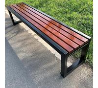 yurstcggh Metal Banco de 3 Lugares,Banco de Jardín sin Respaldo de Madera 100/120/150 cm para Terraços e Jardins,Parques, complejos turísticos, porches, terrazas, Patios Traseros Nogal 120×40×45cm