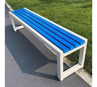 yurstcggh Metal Banco de 3 Lugares,Banco de Jardín sin Respaldo de Madera 100/120/150 cm para Terraços e Jardins,Parques, complejos turísticos, porches, terrazas, Patios Traseros Azul 120×40×45cm