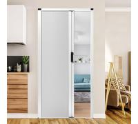 yurstcggh Puerta Corredera Plegable Puerta Plegable,Puertas Tipo Acordeón Sin Perforaciones,De Ancho Con Marco Y Tirador,para Armario De Cocina En Ático Personalizable 90×203cm Blanco
