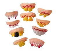 Yusat 10 Piezas de Dientes Feos de Halloween Fiesta Divertida Dientes Podridos Falsos Modelo con Accesorio para Dentadura Postiza Divertido Trucos de Broma Divertida Dentadura Postiza