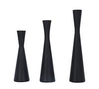 Yusat 3 Piezas Negro Estilo Europeo Candelabros de Hierro Forjado de Lujo Retro Moderno Candelabro Cónico Metal Negro Mate