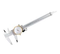 Yusat Calibrador de Dial Vernier Calibrador de Dial de Acero Inoxidable Herramienta de Medición Manual Marco de Metal a Prueba de Golpes Precisión de 0,02 Mm 0-150 Mm con Escalas