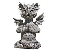 Yusat Estatua de dragón, resina de dragón estatua Zen Yoga Dragón Decoración del hogar Jardín Dragón Buda Arte Esculturas para patio trasero al aire libre