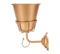 Yusat Florero de Pared de Hierro con Gancho para Colgar, 8,3x5,0x4,7 (Oro) | Jarrón Retro Montado en la Pared, Organizador de Almacenamiento Versátil, Material de Hierro Resistente, Fácil Instalación