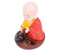 Yusat Little Monk - Figura solar divertida con la cabeza automática que golpea la cabeza del monje chino, adorno para tablero de instrumentos para decoración de escritorio de automóvil (rojo)