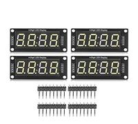 Yusat Módulo de Pantalla de 4 Dígitos y 7 Segmentos, Placa Controladora TM1637, Tubo Digital LED de 5 V con Punto Decimal para Reloj (Amarillo MRA041E)