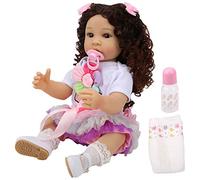 Yusat Muñeca Niña Bebé De 55 Cm - Bebé Renacido Realista Pelo Rizado Muñeca Niña Recién Nacida Acompañar Juguete Infantil
