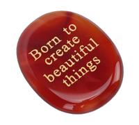Yusat Piedra Grabada Piedra de Preocupación Inspiradora Ágata Roja con Nacido para Crear Cosas Hermosas para la Confianza Motivación Regalo de Mentalidad Positiva