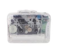 Yusat Reproductor de casetes portátil grabadora de radio FM retro transparente grabación de voz avance rápido rebobinado jack para auriculares (blanco transparente)
