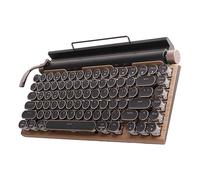 Yusat Teclado Mecánico Bluetooth Teclado Inalámbrico para Máquina de Escribir con Teclas Redondas Diseño Retro Retroiluminado de 83 Teclas para Mac iOS (Grano de Madera)