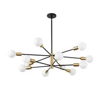 YUSDATC Lámpara de araña Moderna LED Negra y Dorada de 12 Luces Sputnik, Regulable en Altura, Ideal para Comedor, Cocina, Isla y Sala de Estar.