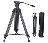 YUSEN Trípode de cámara profesional de 72 pulgadas, trípode de aluminio resistente con cabezal de arrastre de fluido de 360°, placa QR compatible con cámaras DSLR de hasta 17.6 libras