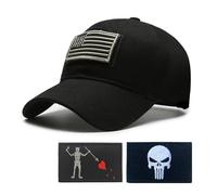 YUSENGMOO Gorra de béisbol negra con la bandera de Estados Unidos, gorra de béisbol con apliques bordados, deportes casuales al aire libre, correr, pesca, sombrero + parche, 8 (Reino Unido), L