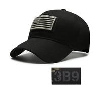 YUSENGMOO Gorra de béisbol negra con la bandera de Estados Unidos, gorra de béisbol con apliques bordados, deportes casuales al aire libre, correr, pesca, sombrero + parche, 3, L