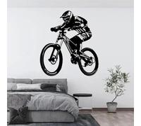 YUSENHUA Pegatina de pared autoadhesiva de bicicleta de montaña negra para deportes extremos todoterreno competición deportiva de carretera calcomanía para sala de deportes