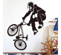 YUSENHUA Pegatina de pared autoadhesiva de bicicleta deportiva extrema negra para habitación de niño pegatina de bicicleta deportiva de moto de cross para habitación de niño