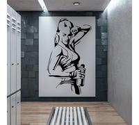 YUSENHUA Pegatina de pared autoadhesiva negra para gimnasio decoración de interiores entrenador de fitness mancuernas calcomanía deportiva papel tapiz artístico
