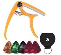 Yusheng Cejilla ABS para guitarra con 5 púas de 0,71 mm y 1 soporte para púas de piel, accesorio universal para instrumentos de cuerda, para ukelele, mandolina, banjo