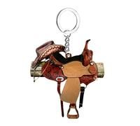 Yusheng Colgante de Coche de acrílico de Silla de Montar | Adornos Colgantes de Coche de sillín 2D - Retro Charm Decor Creative Cowboy Cowgirl Colgante para Amantes de los Caballos