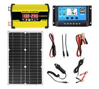 Yusheng energía Solar,300W Convertidor Inversor 18W Panel Solar Completo - Impermeable DC 12V a AC 110V/220V Convertidor energía Solar 30A Controlador con Puertos USB