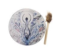 Yusheng Tambor chamán de 25 cm, hecho a mano, tambor de mano creativo con baqueta, fácil de jugar, adorno para bricolaje, regalo de música para niños y adultos