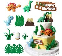 YushengTai 16 unidades de decoración de dinosaurios para tartas, decoración de cumpleaños, decoración para tartas, dinosaurios, animales de la selva, decoración de fiestas, cumpleaños para niñas y