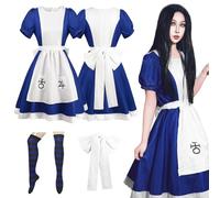 YushengTai Alice Madness Returns Cosplay Maid Dress, azul y blanco, disfraz de cosplay, disfraz clásico de Alicia, disfraz de carnaval para mujer, disfraz de Halloween, disfraz de carnaval, 3XL