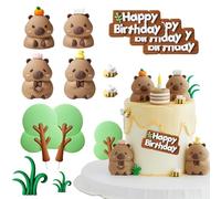 YushengTai Capybara Decoración de Cumpleaños, Mini Capybara Cake Deko, Capibara Cake Deko, Mini Capibara Figuritas, Decoración de Fiesta Tema de Animales, Decoración de Cumpleaños para Niñas y Niños