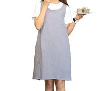 YushengTai Delantal Japonés, Sin Ataduras, Con Bolsillos, De Algodón, Adecuado Para Cocina, Repostería, Jardinería, Pintura, Cafetería (Gris)