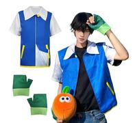 YushengTai Disfraz de anime, disfraz clásico de anime, manga corta azul con guante, disfraz unisex de carnaval, Halloween, fiestas temáticas, cosplay, ropa cotidiana (XL)