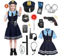 YushengTai Disfraz De Policía De 14 Piezas Para Niños Y Niñas, Juego Con Gorro De Policía, Esposas, Silbato De Policía, Juguete Para Niñas, Halloween, Juguete Para Niños, Carnaval, Cosplay