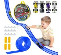 YushengTai Hot Wheels Bahn, 3, 4, 5, 6 años, pista de automóviles, 5 metros, Hot Wheels Track Builder con 4 vehículos de aleación bolsa de almacenamiento rampa regalos para niños y niñas