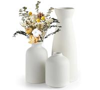 YushengTai Jarrones para Flores, 3 Piezas Beige Jarron Flores Cerámica, Jarrón Flores secas Decoración de Casa de Campo Rústica Moderna