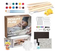 YushengTai Juego de cerámica para el hogar, arcilla de secado al aire en blanco, juego de cerámica con herramientas de modelado, pinturas y pinceles, kit de bricolaje para alfarería para principiantes