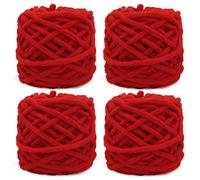 YushengTai Lana Gruesa, 4 x 100 g Chunky Yarn para Agujas de 7-8 mm, Ovillo Lana Gruesa Ideal para Tejer Gorros, Bufandas, Jerséis y Zapatillas y Mantas (Rojo Vivo)