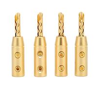 YushiTrading 4 conectores de cable de altavoz con tornillo abierto de latón chapado en oro con enchufe tipo banana BFA, enchufe tipo banana sin soldadura para cables de 7 mm, compatible con