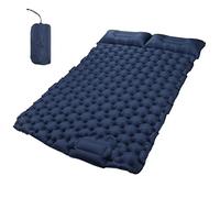YushiTrading Colchonetas de Camping inflables Dobles con Almohada, Esterilla ergonómica de Nylon Impermeable para Uso al Aire Libre, diseño de Bomba de pie de inflado rápido, Azul Marino