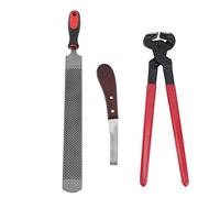 YushiTrading Kit de herramientas de reparación de pezuñas, kits de herramientas profesionales para herrador, lima de acero de doble cara con cuchillo para pezuñas y alicates, alta dureza,