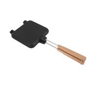 YushiTrading Sartén de doble cara, tostadora de sándwiches para estufa con revestimiento antiadherente, sartén volteable de aluminio para estufas de gas e inducción, mango de madera maciza para