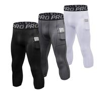 YUSHOW - Pantalón de compresión para hombre, 3/4, correr, deporte, mallas de secado rápido, fitness, pantalones de correr a pie, L
